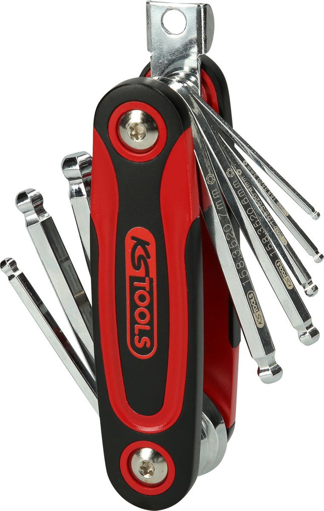 KS TOOLS Kugelkopf-Innensechskant-Winkelstiftschlüssel-Klapphalter, 8-tlg ( 158.3520 ) - Toolbrothers