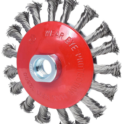 KS TOOLS Rostfreie Kegelform-Stahldrahtrundbürste, 0,5mm, Ø 115mm ( 340.0051 ) - Toolbrothers