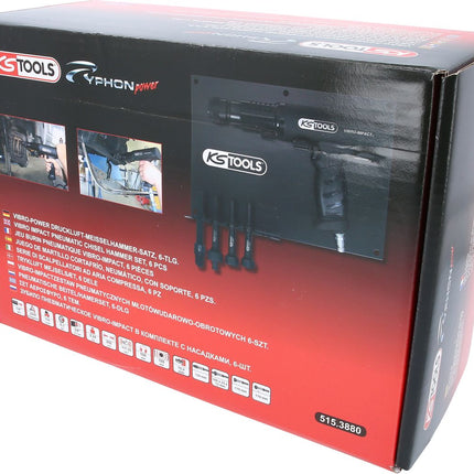 KS TOOLS Juego de martillo cortafrío, neumático, con soporte, 6 pzs ( 515.3880 )