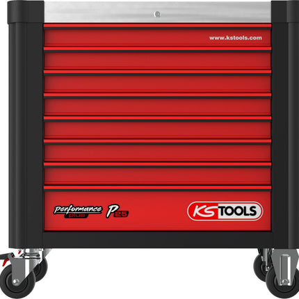 KS TOOLS PERFORMANCEplus P25 SCHWARZ/ROT Werkstattwagen mit 8 Schubladen ( 873.3008 ) - Toolbrothers