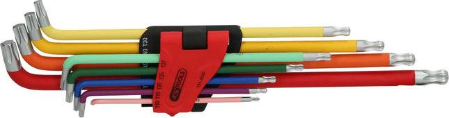 KS TOOLS Juego de llaves Allen Torx con cabeza de bola, extralargas y en ángulo de 108°, 9 pzs ( 151.4530 )