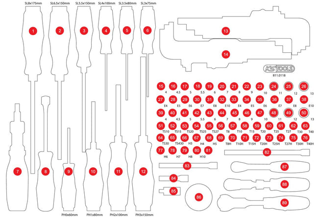 KS TOOLS Inserto in schiuma vuoto per 811.0105 ( 811.0105-97 )