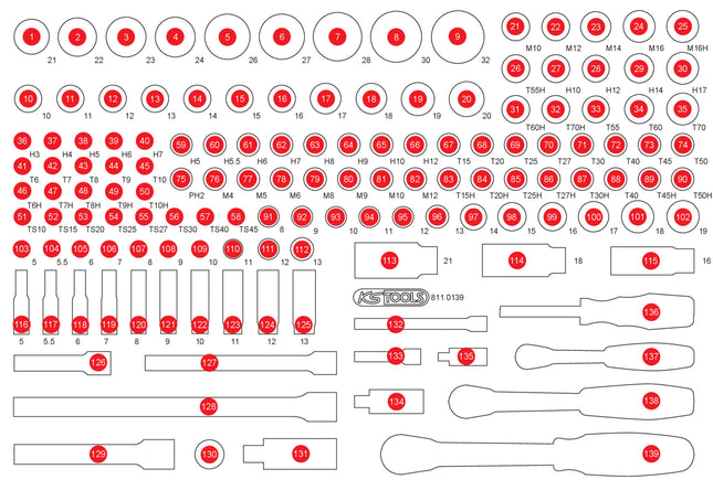 KS TOOLS Inserto in schiuma vuoto per 811.0139 ( 811.0139-97 )