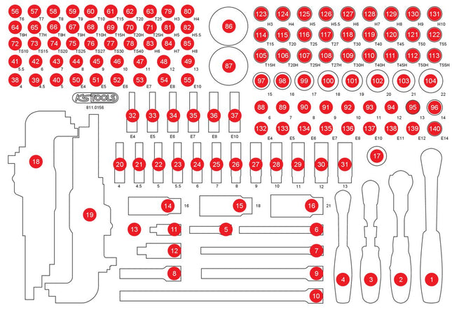 KS TOOLS Inserto in schiuma vuoto per 811.0156 ( 811.0156-97 )