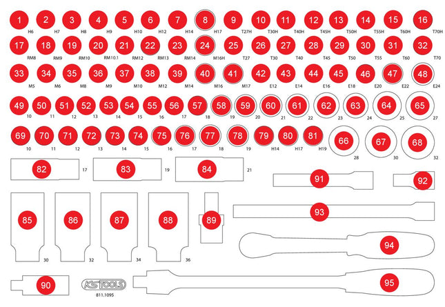 KS TOOLS Inserto in schiuma vuoto per 811.1095 ( 811.1095-97 )