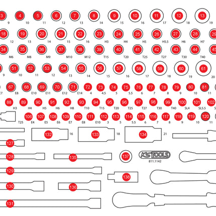 KS TOOLS Inserto de gomaespuma vacío para 811.1142 ( 811.1142-97 )
