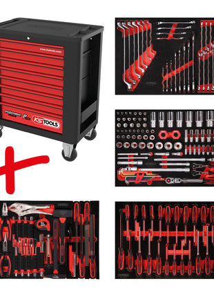 KS TOOLS Serie carrello da officina Performanceplus P15 con 180 utensili per 4 cassetti ( 815.4180 )