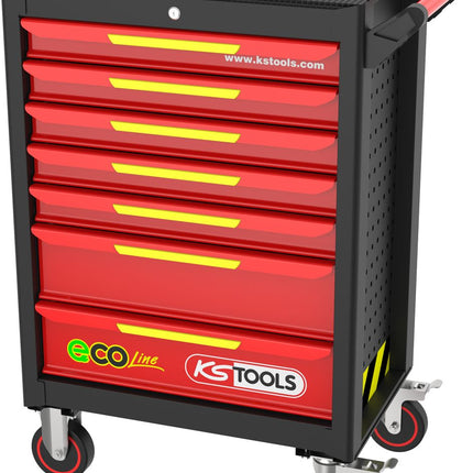 KS TOOLS ECOline SCHWARZ/ROT/GELB Werkstattwagen mit 7 Schubladen ( 897.1007 )