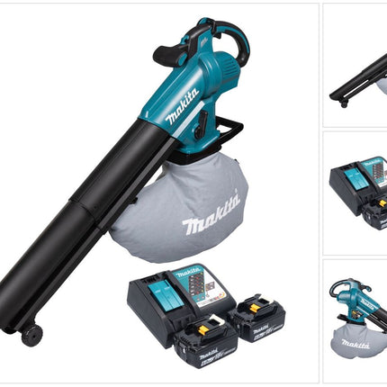 Makita DUB 187 RG2 Akku Laubbläser und Laubsauger 18 V Brushless + 2x Akku 6,0 Ah + Ladegerät