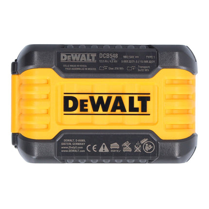 DeWalt 2x Akumulatory DCB 548 18 V / 54 V max. 12 Ah / 12000 mAh Li-Ion XR FLEXVOLT - z wskaźnikiem poziomu naładowania