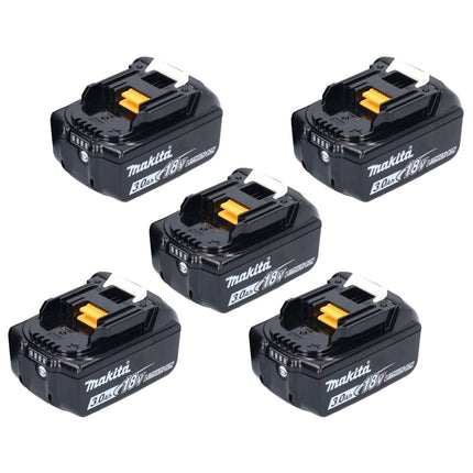 Makita kit batterie 5x BL 1830 B 18 V 3,0 Ah / 3000 mAh Li-Ion ( 5x 197599-5 ) avec affichage LED - original, pas de copie