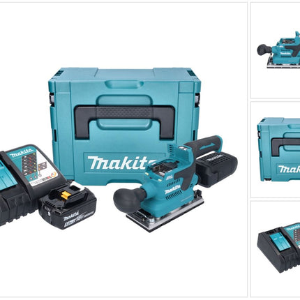 Makita DBO 382 RT1J Levigatrice orbitale a batteria 18 V 93 x 185 mm brushless + 1x batteria ricaricabile 5,0 Ah + caricabatteria + Makpac