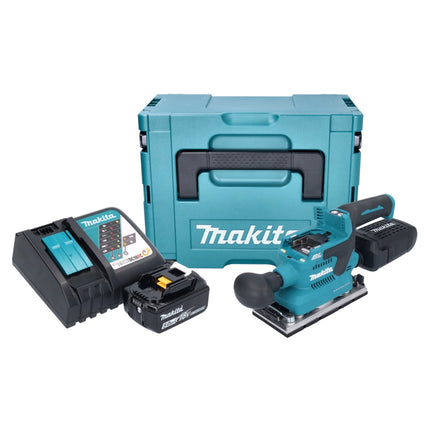 Makita DBO 382 RT1J Levigatrice orbitale a batteria 18 V 93 x 185 mm brushless + 1x batteria ricaricabile 5,0 Ah + caricabatteria + Makpac