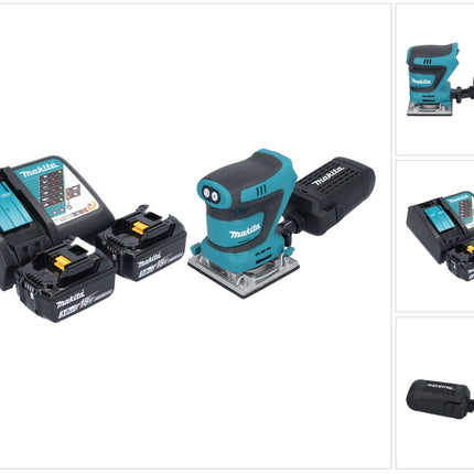 Levigatrice orbitale a batteria Makita DBO 484 RF 18 V 112 x 102 mm + 2x batteria 3,0 Ah + caricabatterie