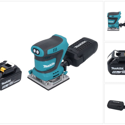 Levigatrice vibrante a batteria Makita DBO 484 T1 18 V 112 x 102 mm + 1x batteria 5,0 Ah - senza caricabatteria