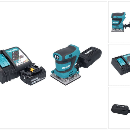 Levigatrice vibrante a batteria Makita DBO 484 RT1 18 V 112 x 102 mm + 1x batteria 5,0 Ah + caricabatterie