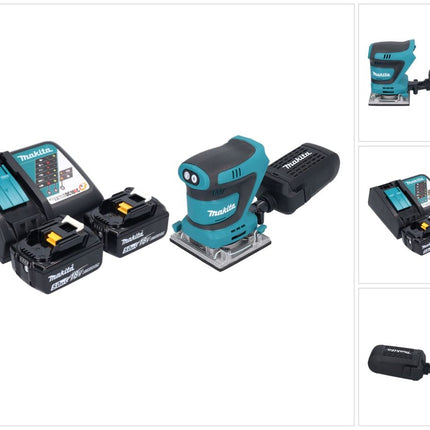 Levigatrice vibrante a batteria Makita DBO 484 RT 18 V 112 x 102 mm + 2x batteria 5,0 Ah + caricabatterie