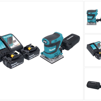 Levigatrice vibrante a batteria Makita DBO 484 RG 18 V 112 x 102 mm + 2x batteria 6,0 Ah + caricabatterie
