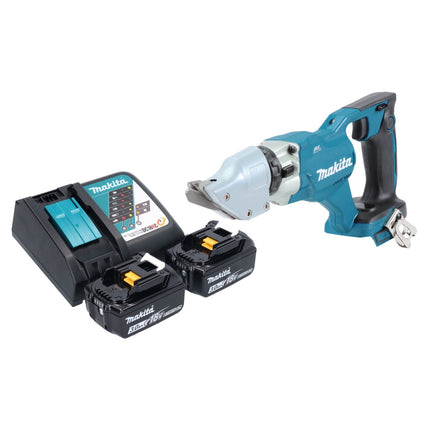 Akumulatorowe nożyce do blachy Makita DJS 200 RF 18 V 2,0 mm bezszczotkowe + 2x akumulator 3,0 Ah + ładowarka