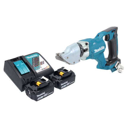 Cizalla para chapa sin cable Makita DJS 200 RM 18 V 2,0 mm sin escobillas + 2x batería 4,0 Ah + cargador
