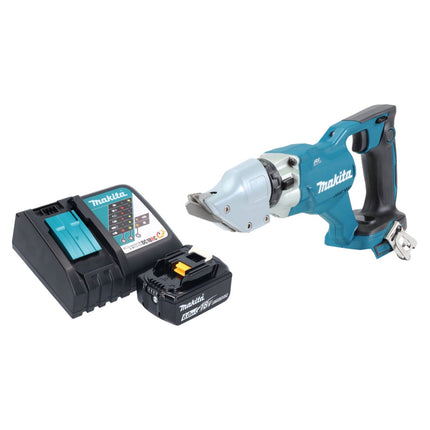 Cizalla para chapa sin cable Makita DJS 200 RG1 18 V 2,0 mm sin escobillas + 1x batería recargable 6,0 Ah + cargador