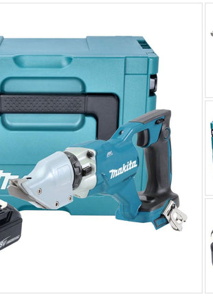 Makita DJS 200 M1J cordless sheet metal shears 18 V 2.0 mm brushless + 1x rechargeable battery 4.0 Ah + Makpac - without charger