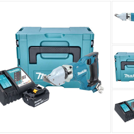 Makita DJS 200 RM1J Akku Blechschere 18 V 2,0 mm Brushless + 1x Akku 4,0 Ah + Ladegerät + Makpac