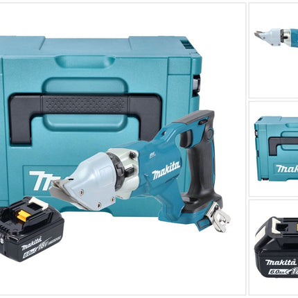 Tijeras de hojalata para batería Makita DJS 200 G1J 18 V 2,0 mm sin escobillas + 1x batería 6,0 Ah + Makpac - sin cargador
