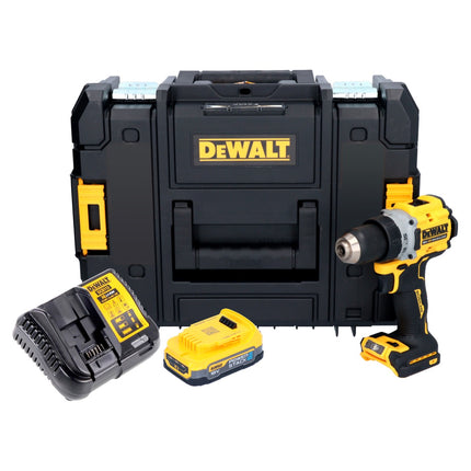 Akumulatorowa wiertarko-wkrętarka DeWalt DCD 800 E1T 18 V 90 Nm bezszczotkowa + 1x akumulator 1,7 Ah + ładowarka + TSTAK
