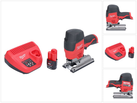 Milwaukee M12 JS-201 cordless jigsaw 12 V + 1x rechargeable battery 2.0 Ah + charger