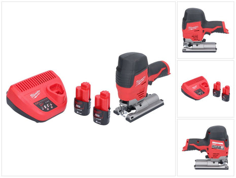 Milwaukee M12 JS-202 cordless jigsaw 12 V + 2x rechargeable battery 2.0 Ah + charger