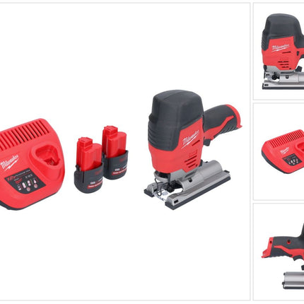 Sierra de calar sin cable Milwaukee M12 JS-252 12 V + 2x batería recargable 2,5 Ah + cargador