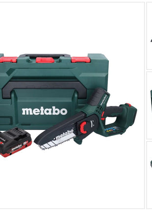 Metabo MS 18 LTX 15 sega da potatura a batteria 18 V 15 cm 5 m/s + 2x batteria 4,0 Ah + caricatore + metaBOX