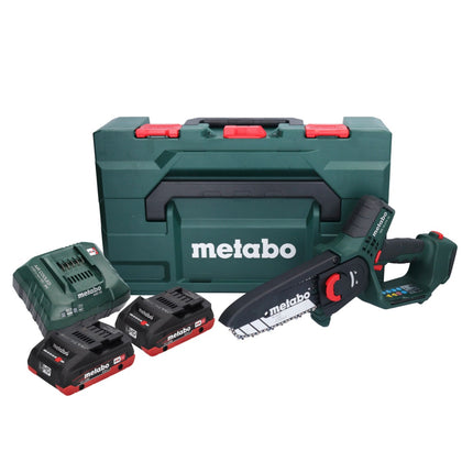 Metabo MS 18 LTX 15 podadora sin cable 18 V 15 cm 5 m/s + 2x batería 4,0 Ah + cargador + metaBOX