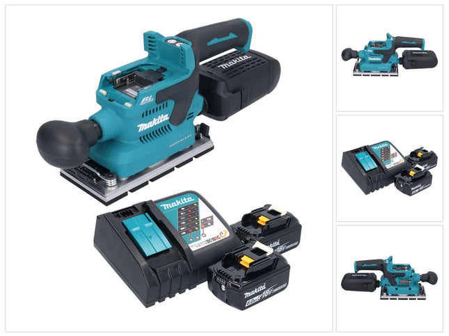 Makita DBO 381 RGU 18 V 93 x 185 mm Vibrofinitrice a batteria senza spazzole + 2x batteria 6,0 Ah + caricabatterie