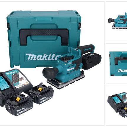 Lijadora orbital a batería Makita DBO 381 RFJU 18 V 93 x 185 mm sin escobillas + 2x baterías 3,0 Ah + cargador + Makpac