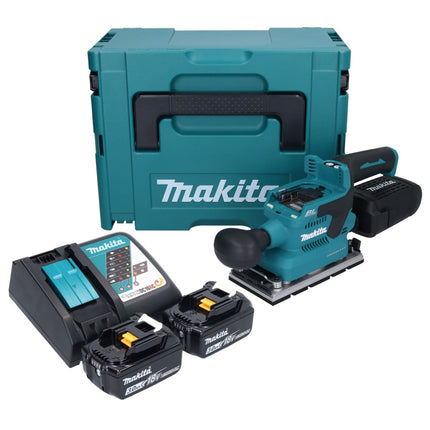 Lijadora orbital a batería Makita DBO 381 RFJU 18 V 93 x 185 mm sin escobillas + 2x baterías 3,0 Ah + cargador + Makpac