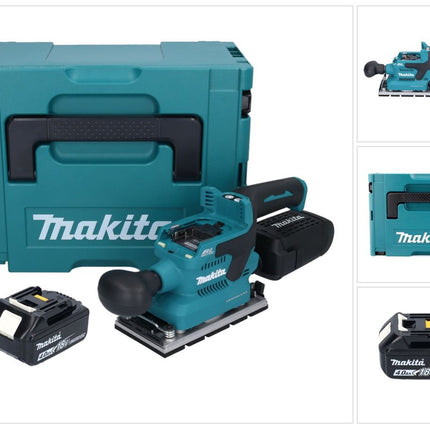 Lijadora orbital a batería Makita DBO 381 M1JU 18 V 93 x 185 mm sin escobillas + 1x batería 4,0 Ah + Makpac - sin cargador