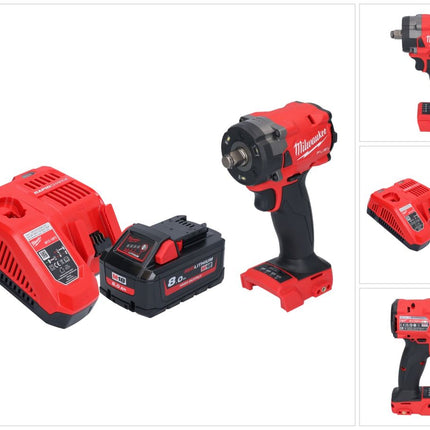 Milwaukee M18 FIW2F12-801 Akku Schlagschrauber 18 V 339 Nm 1/2" Brushless + 1x Akku 8,0 Ah + Ladegerät