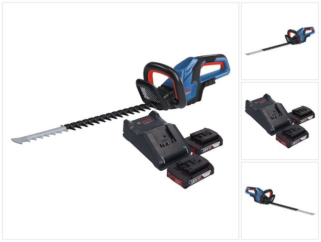 Bosch GHE 18V-60 Professional cordless hedge trimmer 18 V 60 cm brushless + 2x rechargeable battery 2.0 Ah + charger