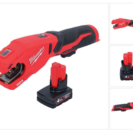 Milwaukee M12 PCSS-401 Coupe-tubes inox sans fil 12 V 12 - 28 mm + 1x batterie 4,0 Ah - sans chargeur