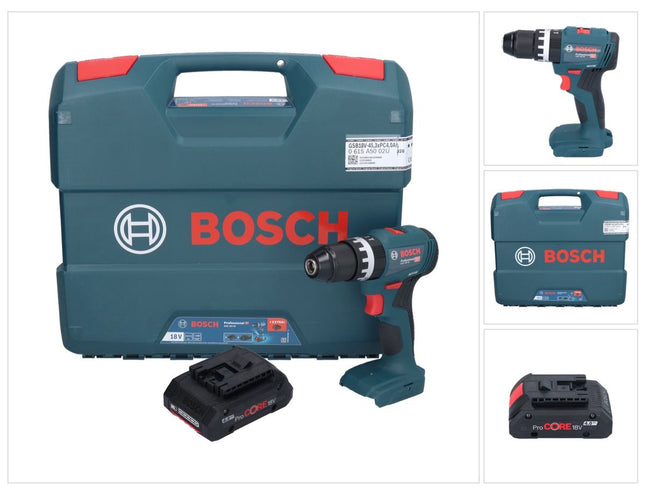Bosch GSB 18V-45 Taladradora percutora profesional sin cable 18 V 45 Nm + 1x acumulador ProCORE 4,0 Ah + maletín en L - sin cargador