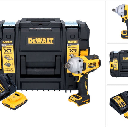 DeWalt DCF 892 D1T cordless impact wrench 18 V 813 Nm 1/2" brushless + 1x battery 2.0 Ah + charger + TSTAK