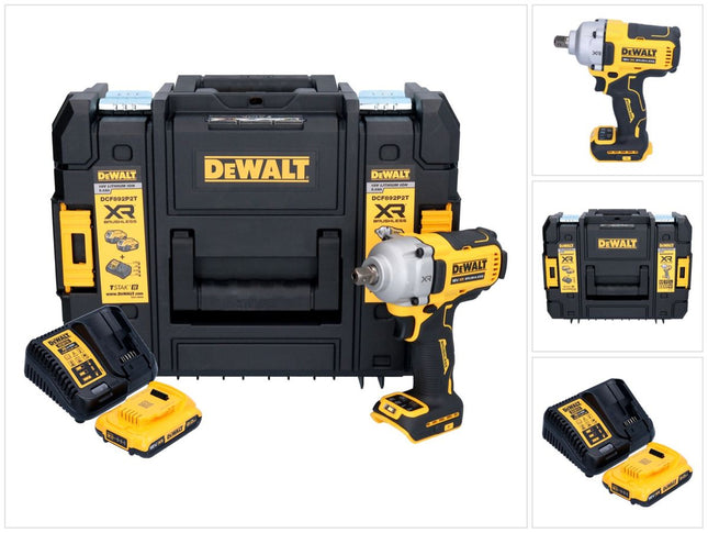DeWalt DCF 892 D1T cordless impact wrench 18 V 813 Nm 1/2" brushless + 1x battery 2.0 Ah + charger + TSTAK