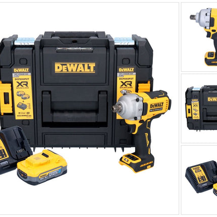DeWalt DCF 892 H1T Akku Schlagschrauber 18 V 813 Nm 1/2" Brushless + 1x Powerstack Akku 5,0 Ah + Ladegerät + TSTAK