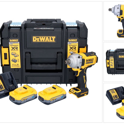 DeWalt DCF 892 H2T Akku Schlagschrauber 18 V 813 Nm 1/2" Brushless + 2x Powerstack Akku 5,0 Ah + Ladegerät + TSTAK