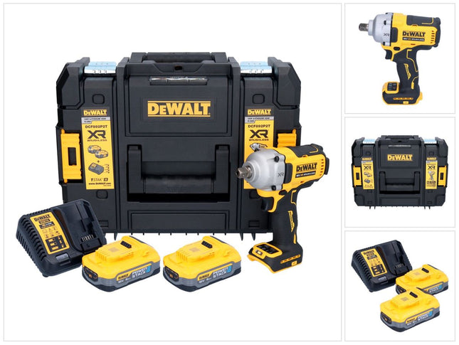 DeWalt DCF 892 H2T cordless impact wrench 18 V 813 Nm 1/2" brushless + 2x Powerstack battery 5.0 Ah + charger + TSTAK