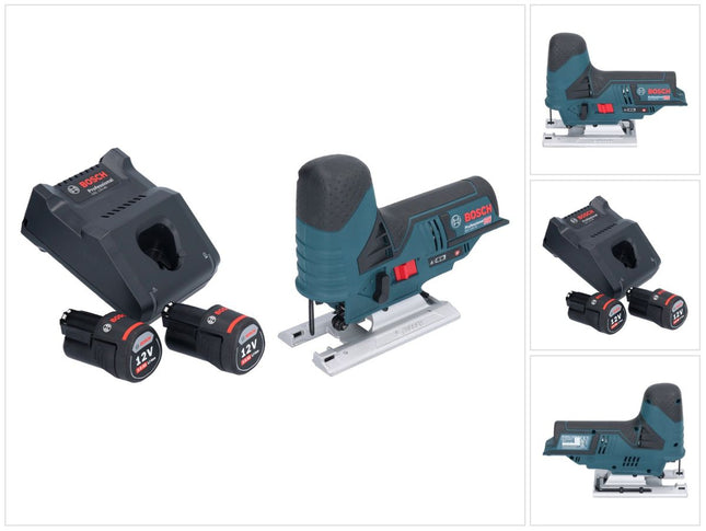 Bosch GST 12V-70 Sierra de calar profesional sin cable 12 V 70 mm + 2x acumulador 3,0 Ah + cargador