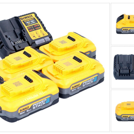 DeWalt DCB 1104 H4 Akku Starter Set 12 V / 18 V 4x Powerstack Akku 5,0 Ah + DCB 1104 Ladegerät