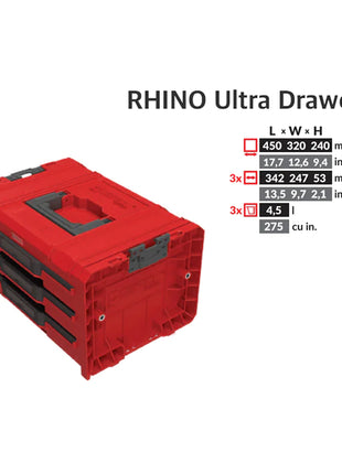 Toolbrothers RHINO L Drawer 3 ULTRA Organize+ z trzema szufladami + pudełka IP54